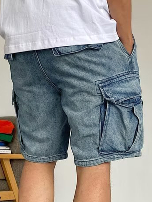 Herren-Cargo-Jeansshorts mit Tasche-2