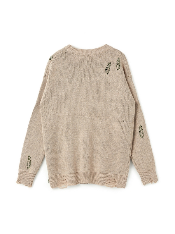 Herren-Pullover mit Buchstaben-Print und zerrissenem Design-1