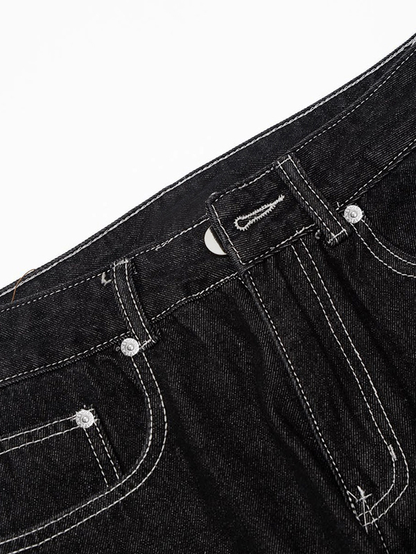 Lose Herrenjeans mit Skelettmuster und Nahtdetail-3