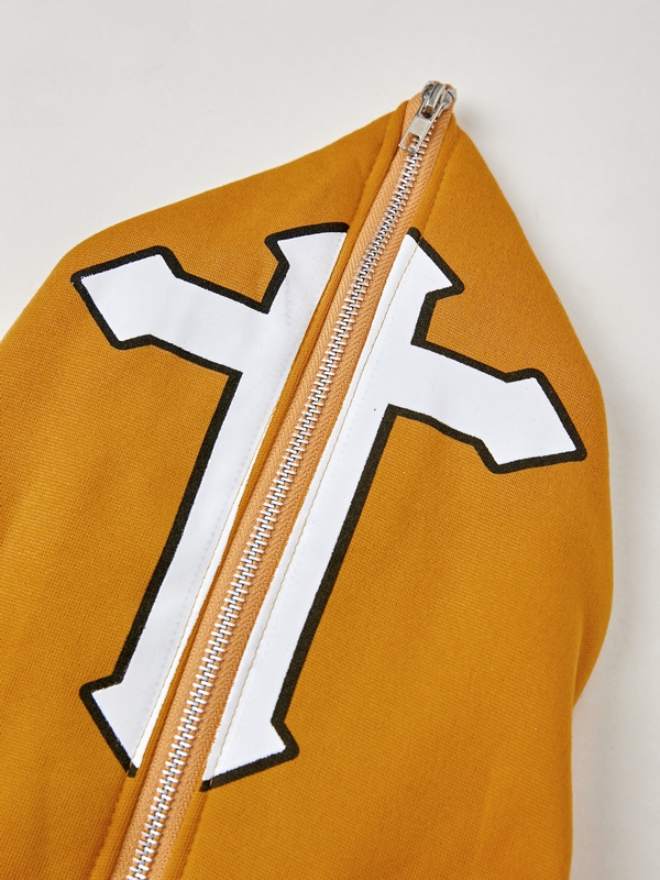 Übergroßer Kapuzenpullover mit durchgehendem Reißverschluss und Hip-Pop-Print für Herren-3