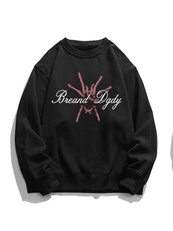 Herren-Langarm-T-Shirt mit Buchstaben- und Spinnenmuster-2