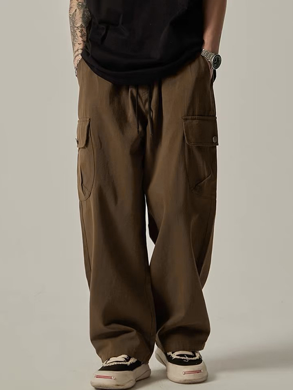 Baggy-Cargohose im Vintage-Stil für Herren mit Knopftasche-2