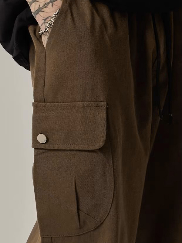 Baggy-Cargohose im Vintage-Stil für Herren mit Knopftasche-3
