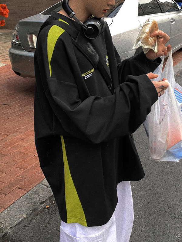 Herren-Sweatshirt mit Splice-Print in Kontrastfarbe-2