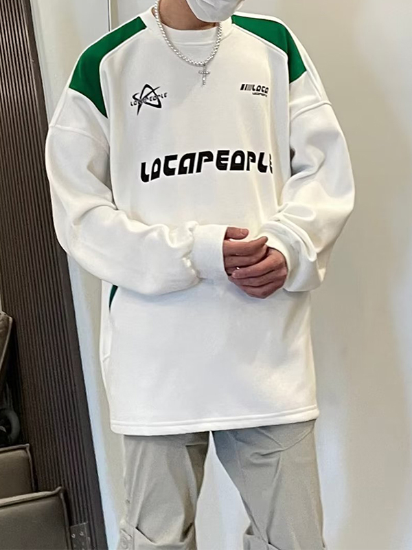 Herren-Sweatshirt mit Street-Letter-Print und Splice-Motiv-1