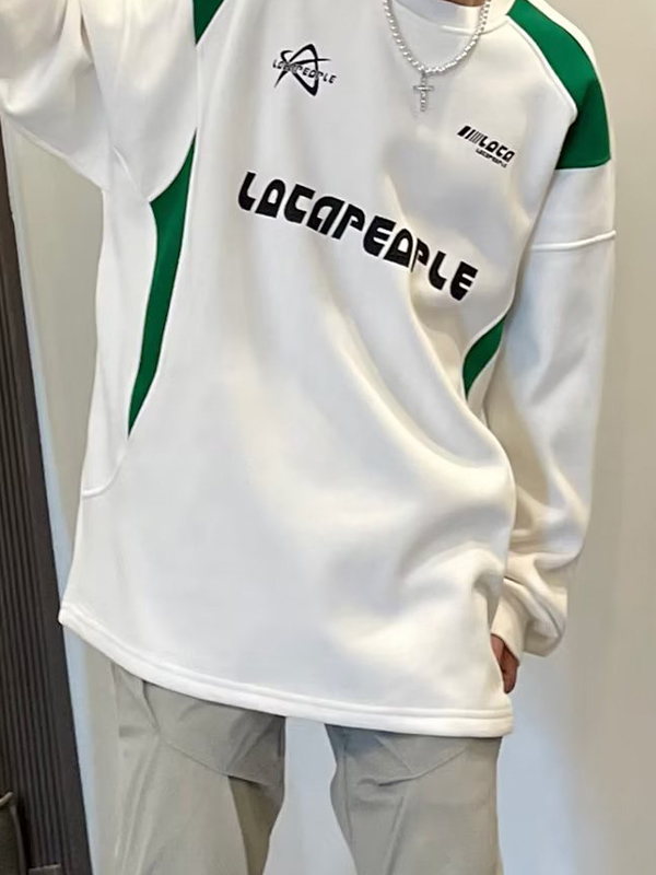 Herren-Sweatshirt mit Street-Letter-Print und Splice-Motiv-3