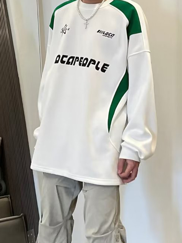 Herren-Sweatshirt mit Street-Letter-Print und Splice-Motiv-2