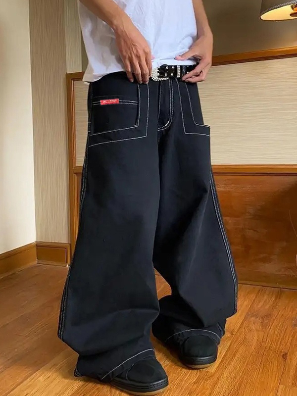 Lose Herrenjeans mit Hip-Pop-Grafikstickerei-2