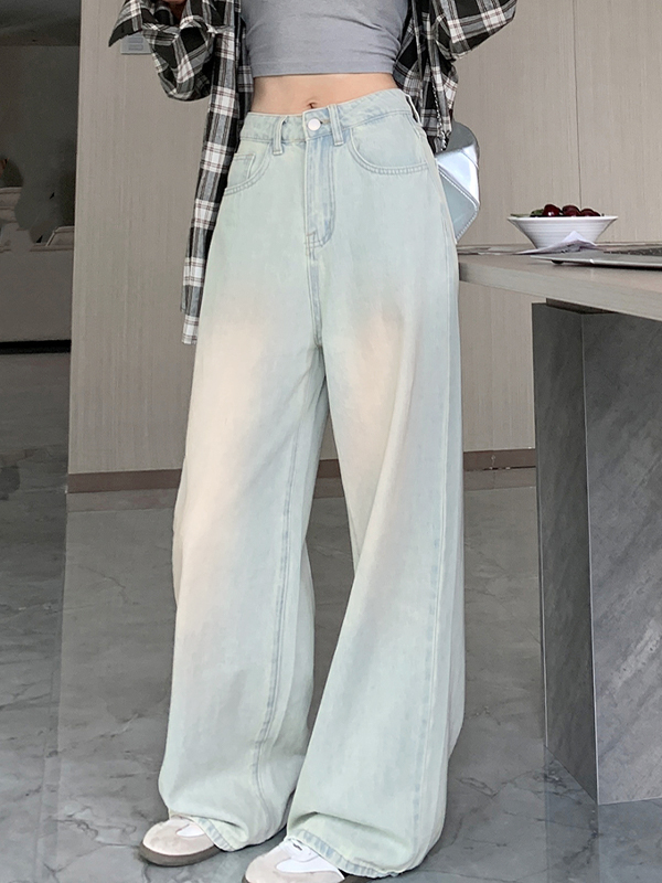 Hell gewaschene Boyfriend-Jeans mit hoher Taille-2