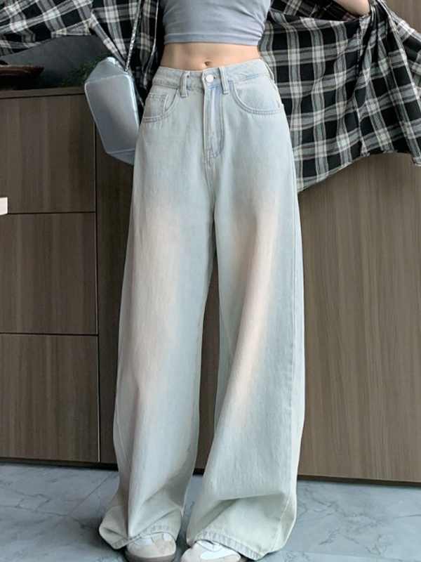 Hell gewaschene Boyfriend-Jeans mit hoher Taille-3