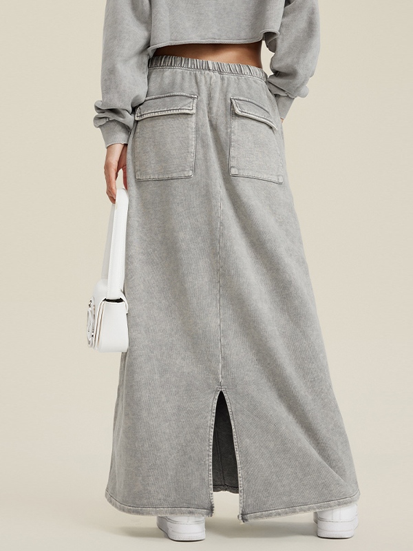 Baggy-Maxirock mit ausgewaschenem Rückenschlitz-2