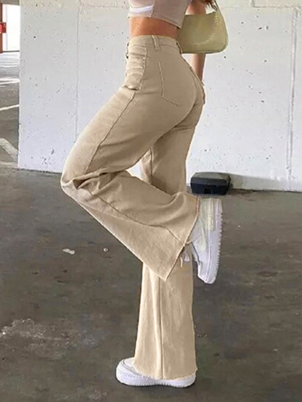 Solide Flare-Jeans mit hoher Taille-1