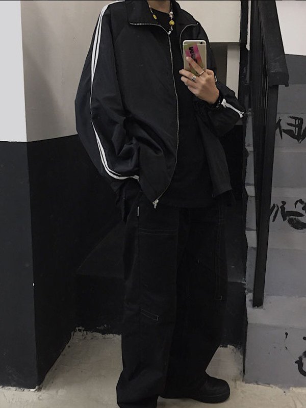 Jacke mit Reißverschluss und Kontraststreifen-2