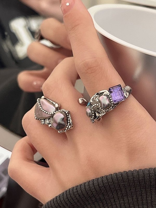 Vintage Unregelmäßige Kunstperlen-Manschettenring-4