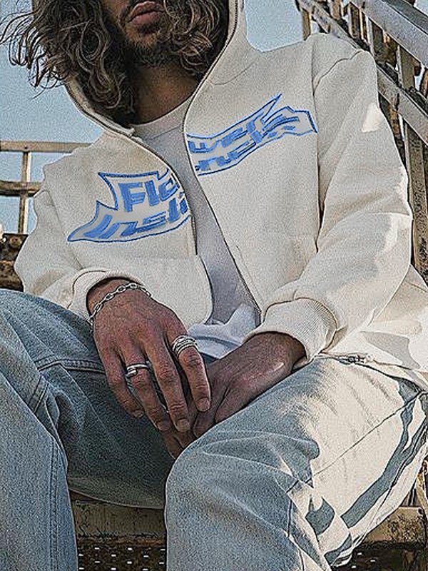 Flower Instinct Stickerei-Hoodie mit Reißverschluss für Herren-2