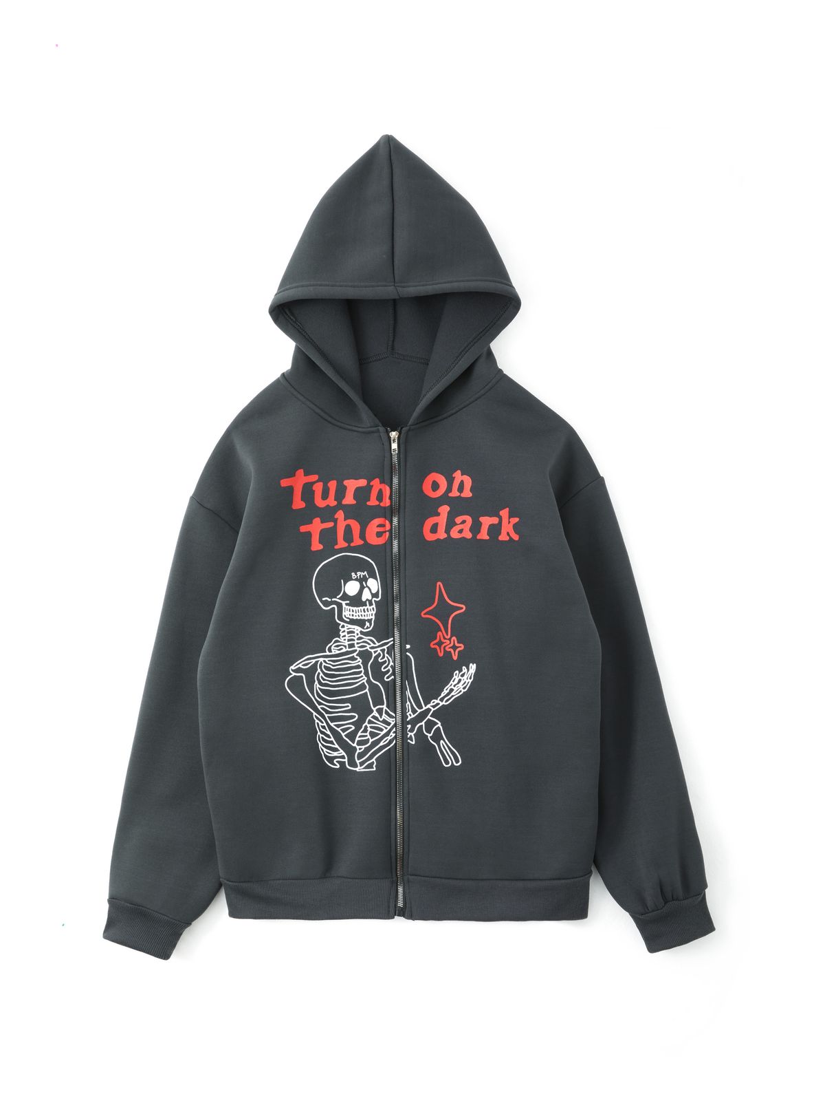 Herren-Hoodie mit Reißverschluss und Buchstabe-Schädel-Grafik-8