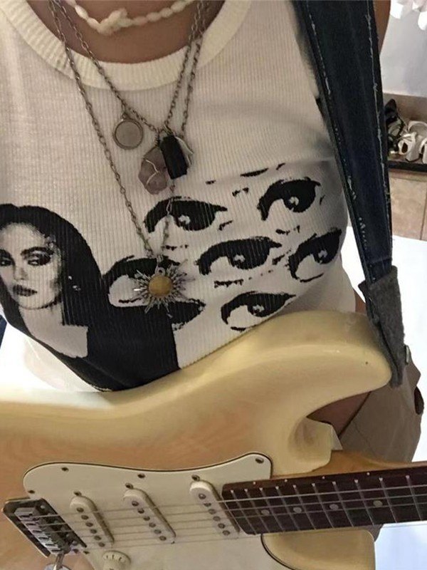 Figurbetontes Tanktop mit Augenmuster-1