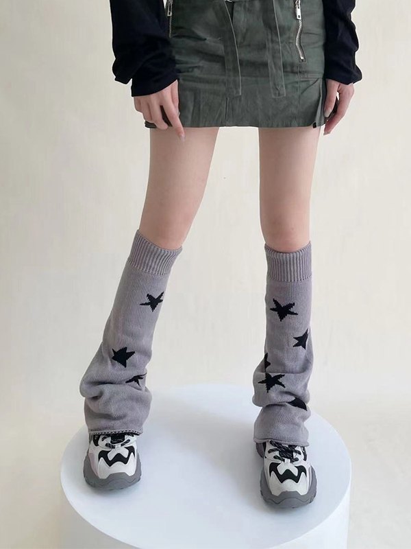 Reverse Star Jacquard gestrickte Beinlinge-5