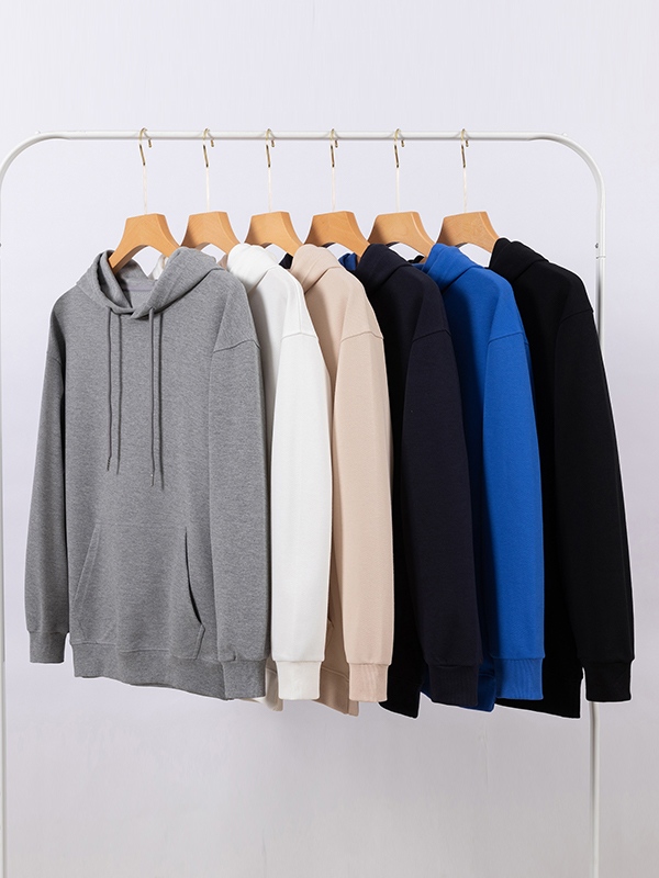 Einfarbiger, übergroßer Herren-Hoodie aus Twill mit Rundhalsausschnitt-4