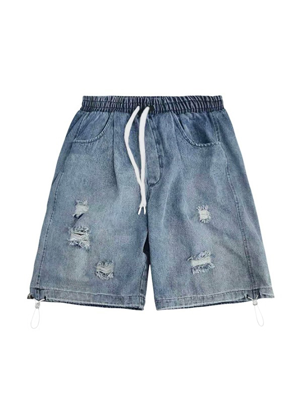 Herren Wash Distressed Skate Denim Shorts-5