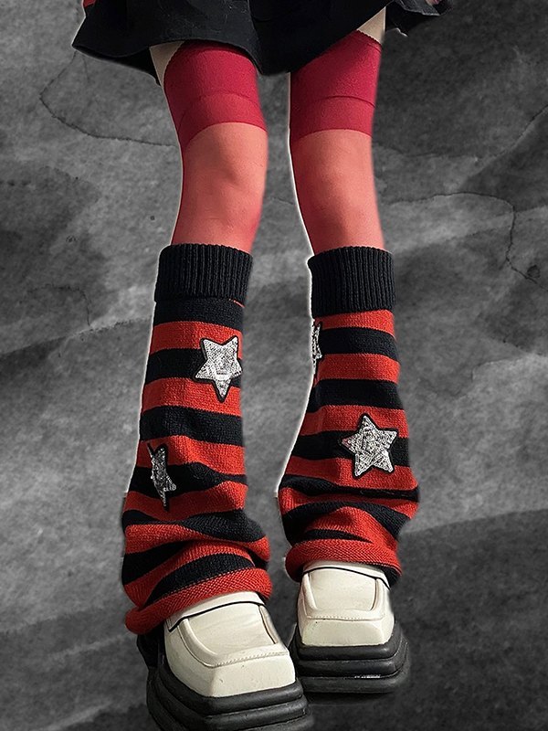 Gestreifter Beinwärmer mit Paillettenstern-1