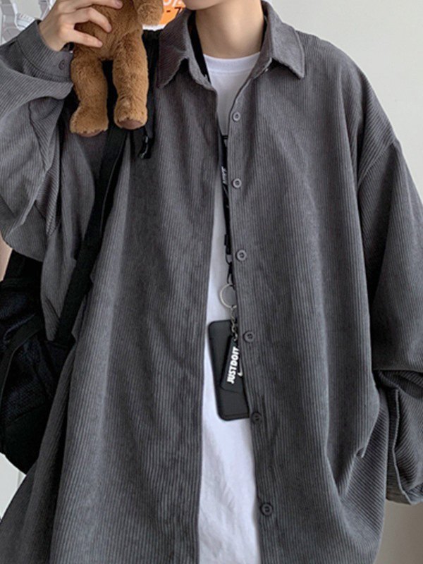 Lässiges Cord-Langarmhemd für Herren-2