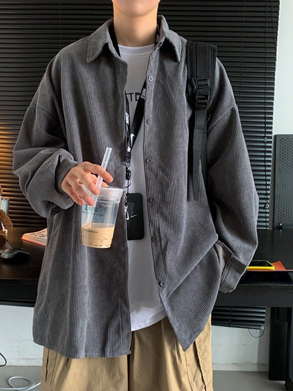 Lässiges Cord-Langarmhemd für Herren-1
