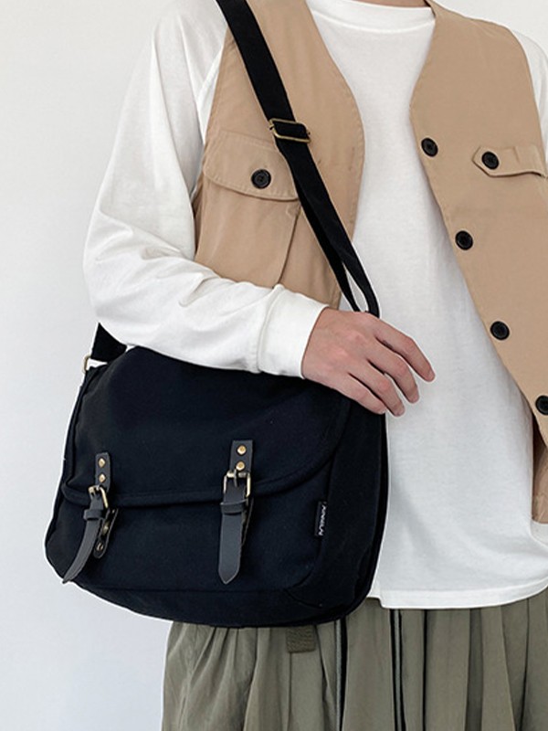 Vintage große Umhängetasche aus Segeltuch-2