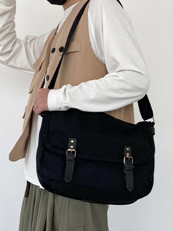 Vintage große Umhängetasche aus Segeltuch-1