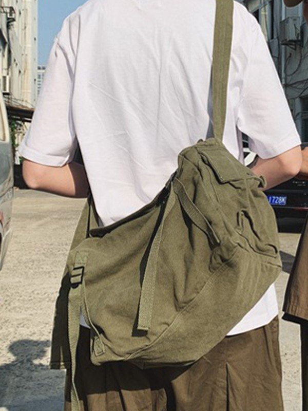 Vintage große Umhängetasche aus Segeltuch-1