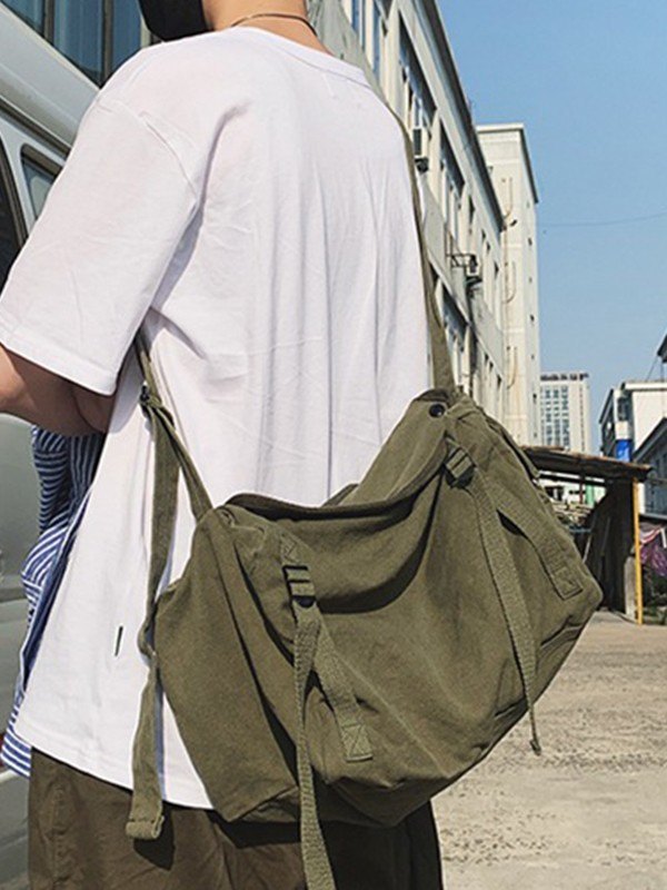 Vintage große Umhängetasche aus Segeltuch-2