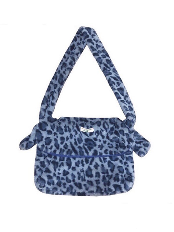 Fuzzy Umhängetasche mit Leopardenmuster-3