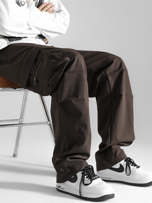 Gerade Cargohose mit Rüschen für Herren-3