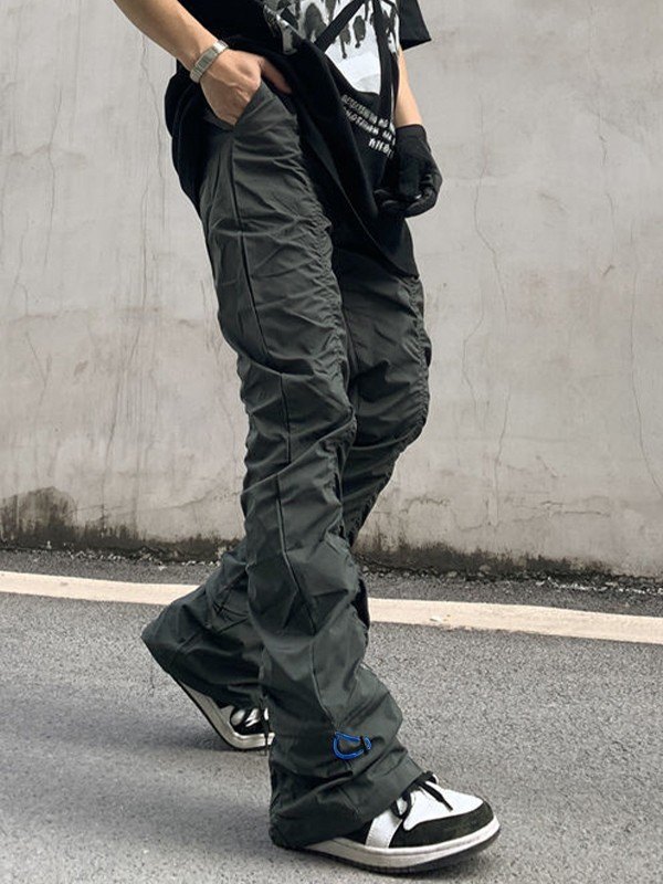 Geraffte, gestapelte Cargohose für Herren-1