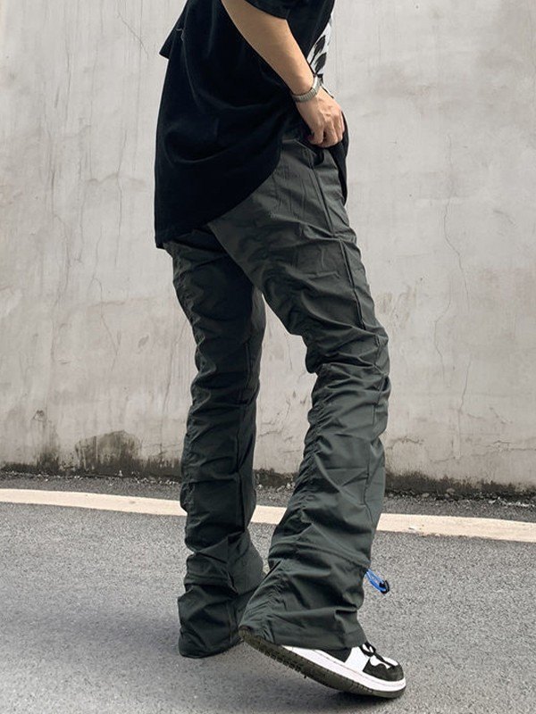 Geraffte, gestapelte Cargohose für Herren-3