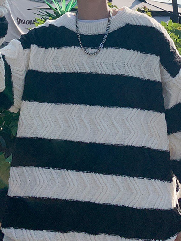 Strukturierter gestreifter Pullover für Herren-1