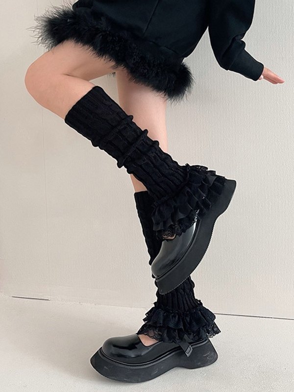 Rüschen-Spitzen-Kabelstrick-Beinwärmer-1