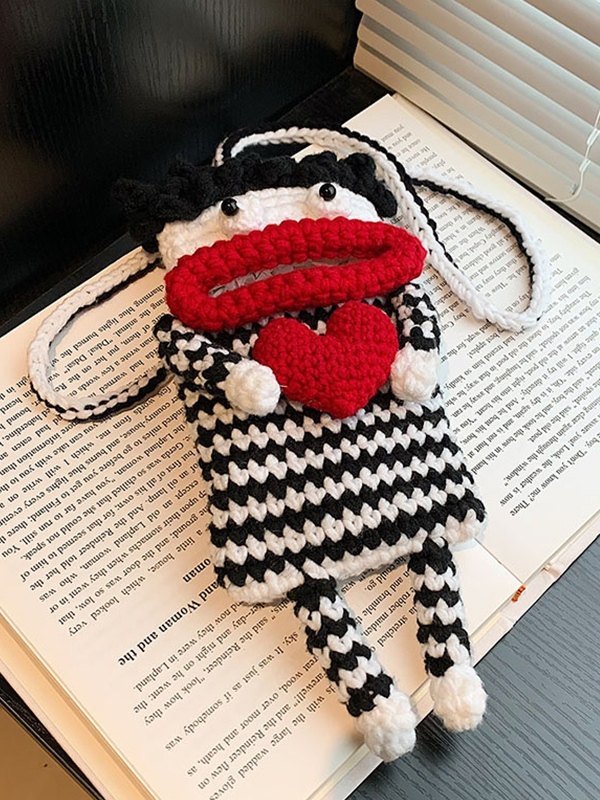 Handgemachte häkeln stricken Cartoon Telefon Umhängetasche-3