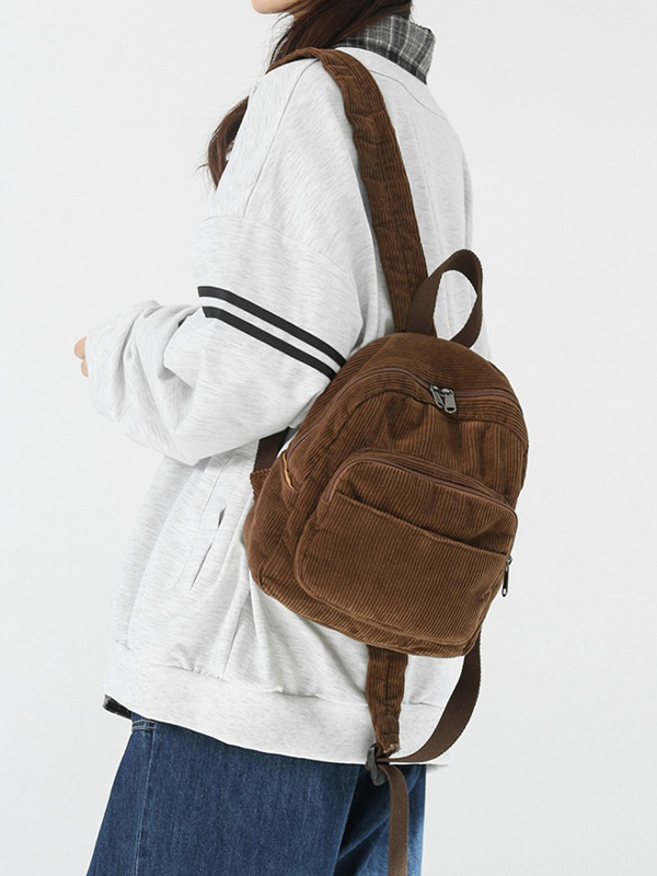 Einfarbiger Mini-Rucksack aus Cord-2