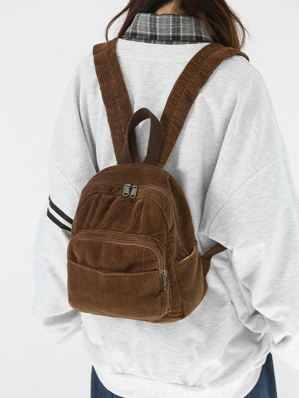 Einfarbiger Mini-Rucksack aus Cord-1