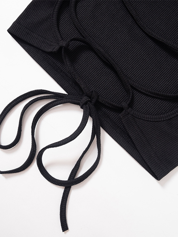 Einfarbiges Tanktop mit Schnürung hinten-7