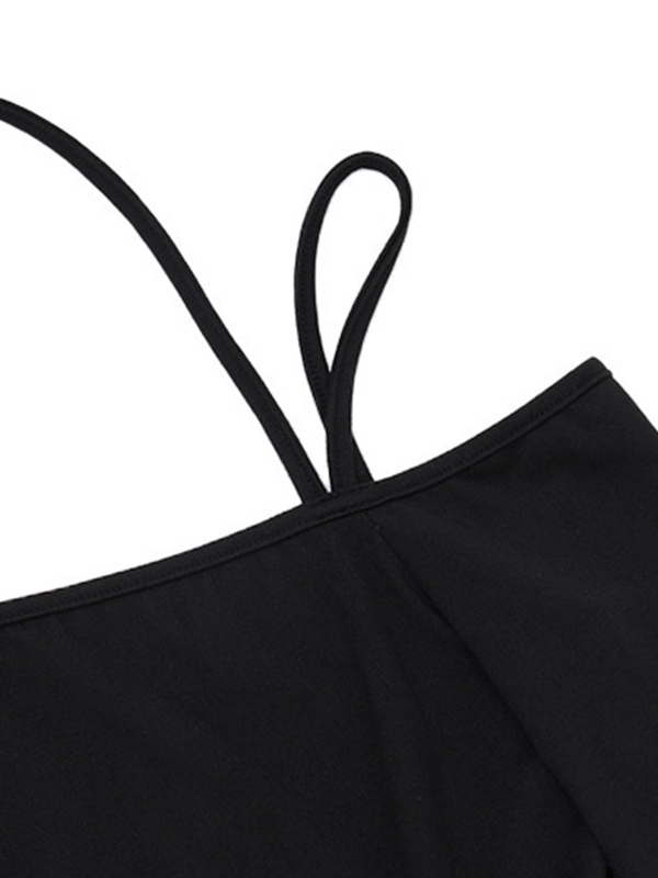 Schwarzer, schulterfreier Neckholder-Body-5