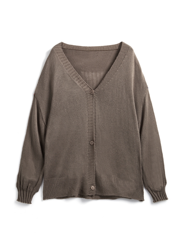 Einfarbiger Baggy-Cardigan aus Mohair mit Laternenärmeln-1