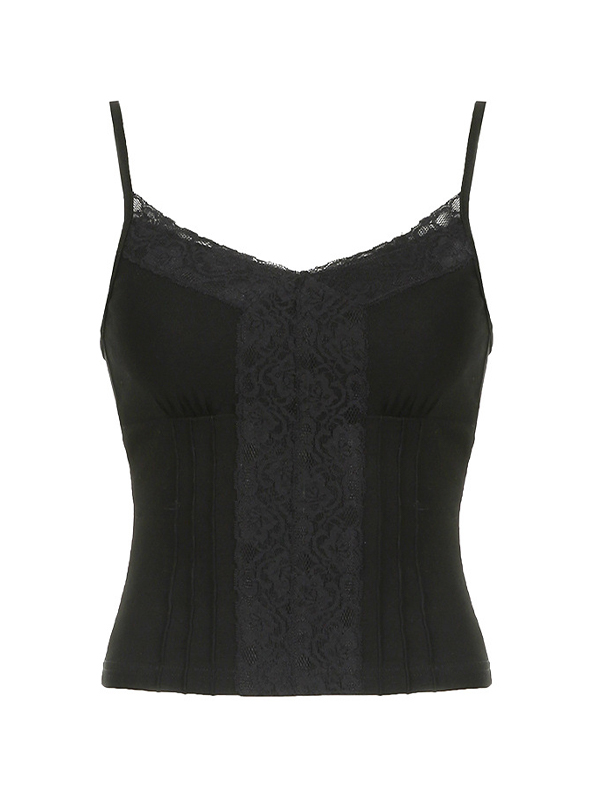 Camisole-Top mit V-Ausschnitt und Spitzenstickerei-2